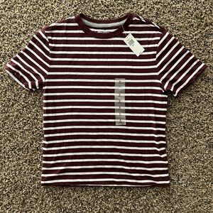 Old Navy Maroon and White Striped Kids Tee